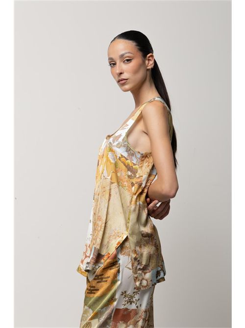 Blusa girocollo con stampa patchwork KAOS | SPJTZ021/5021